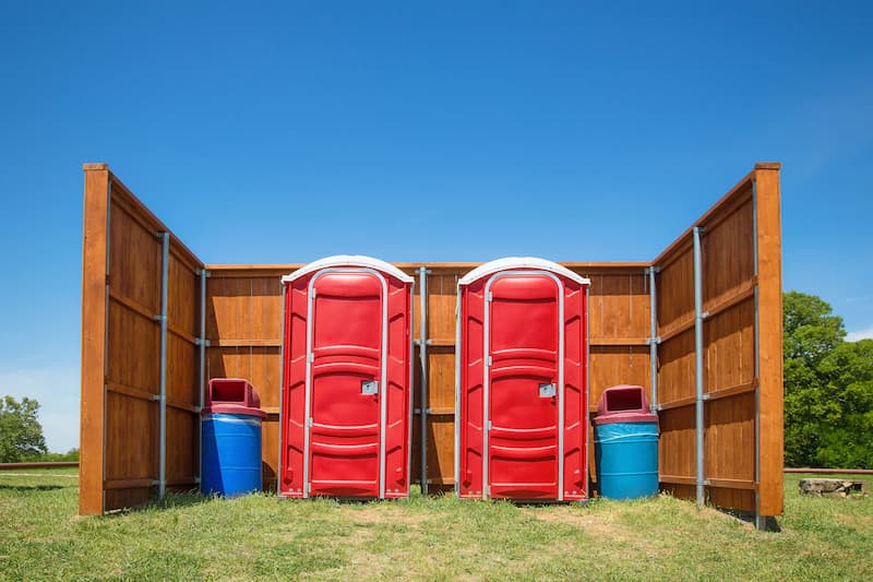 Short-term porta potty units staged for delivery in Middletown, Delaware